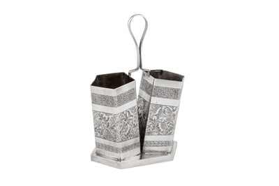 Lot 205 - A late 20th century Persian (Iranian) silver cruet stand, Tabriz circa 1990