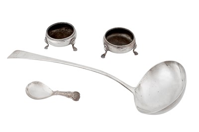 Lot 134 - A PAIR OF GEORGE III STERLING SILVER SALTS, LONDON 1770 BY IS AND AN (UNIDENTIFIED)