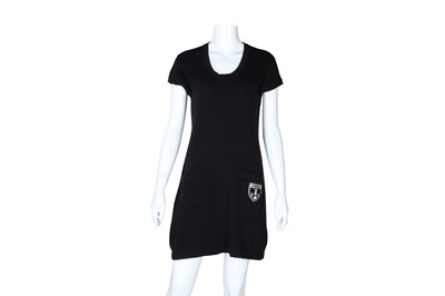 Lot 566 - Chanel Black Cashmere Coco Sheild Dress - Size 42