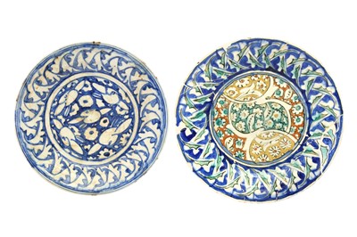 Lot 371 - TWO SAFAVID KUBACHI POTTERY DISHES