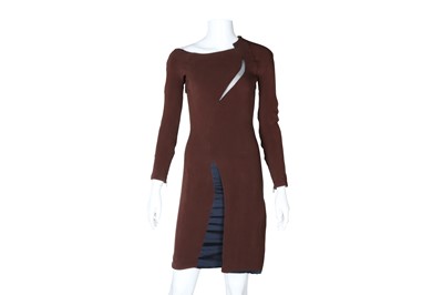 Lot 221 - Gucci Brown Silk Mesh Slash Dress - Size 40