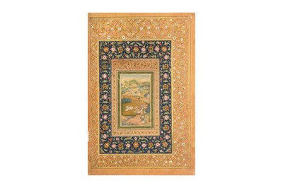 Lot 86 - AN ILLUSTRATION FROM A KHAMSA BY NIZAMI GANJAVI: SHIRIN MOURNING FARHAD'S DEATH