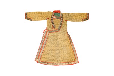 Lot 83 - A KASHMIRI EMBROIDERED ANGARKHA (LONG-SLEEVED OUTER ROBE)