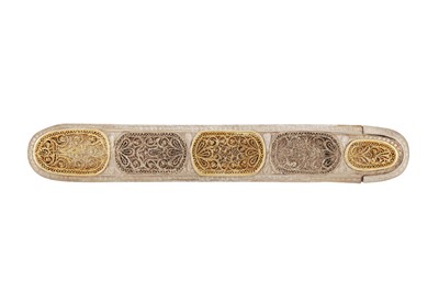 Lot 148 - A PARCEL-GILT AND SILVER FILIGREE PEN CASE (QALAMDAN)