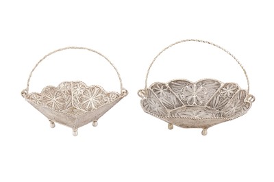 Lot 137 - TWO EARLY 20TH CENTURY PERSIAN (IRANIAN) SILVER FILIGREE BASKETS, ZANJAN CIRCA 1920