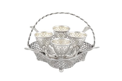 Lot 403 - A Victorian sterling silver egg cruet, Sheffield 1884 by Henry Wilkinson and Co