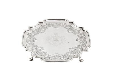 Lot 441 - A George II Scottish silver kettle stand or salver, Edinburgh 1744 by James Weems