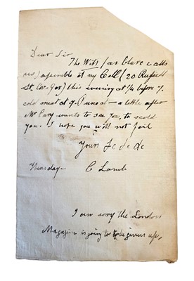 Lot 36 - Als. Charles Lamb to Mr Andrews [c.1829]