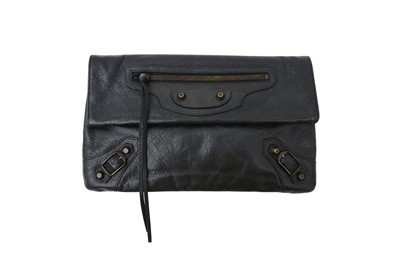 Lot 524 - Balenciaga Black City Envelope Motorcycle Clutch