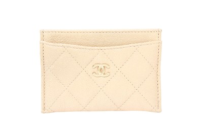 Lot 241 - Chanel Pearlised Beige CC Card Holder