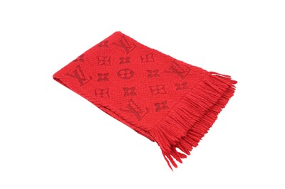 Lot 33 - Louis Vuitton Red Wool Logomania Scarf