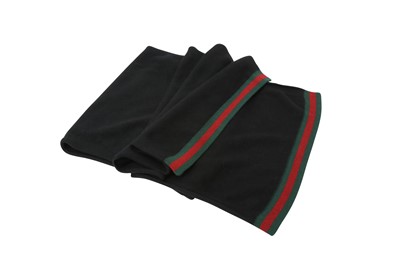 Lot 516 - Gucci Black Cashmere Web Scarf