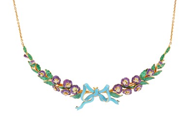 Lot 166 - An enamel and diamond necklace, circa 1905