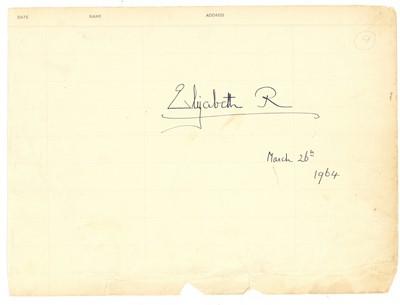 Lot 73 - TWO PAGES FROM A VISITOR'S BOOK INDIVIDUALLY SIGNED BY ELIZABETH THE QUEEN MOTHER AND PRINCESS MARY
