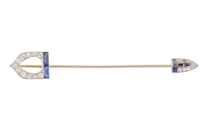 Lot 68 - Cartier | An Art Deco sapphire and diamond jabot pin, circa 1920