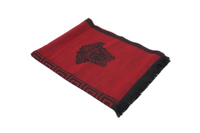 Lot 22 - Versace Red Wool Medusa Scarf
