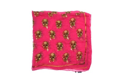 Lot 66 - Alexander McQueen Fuchsia Skull Silk Print Scarf