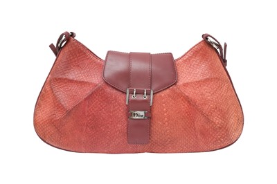 Lot 77 - λ Christian Dior Rose Snakeskin Street Chic Columbus Hobo