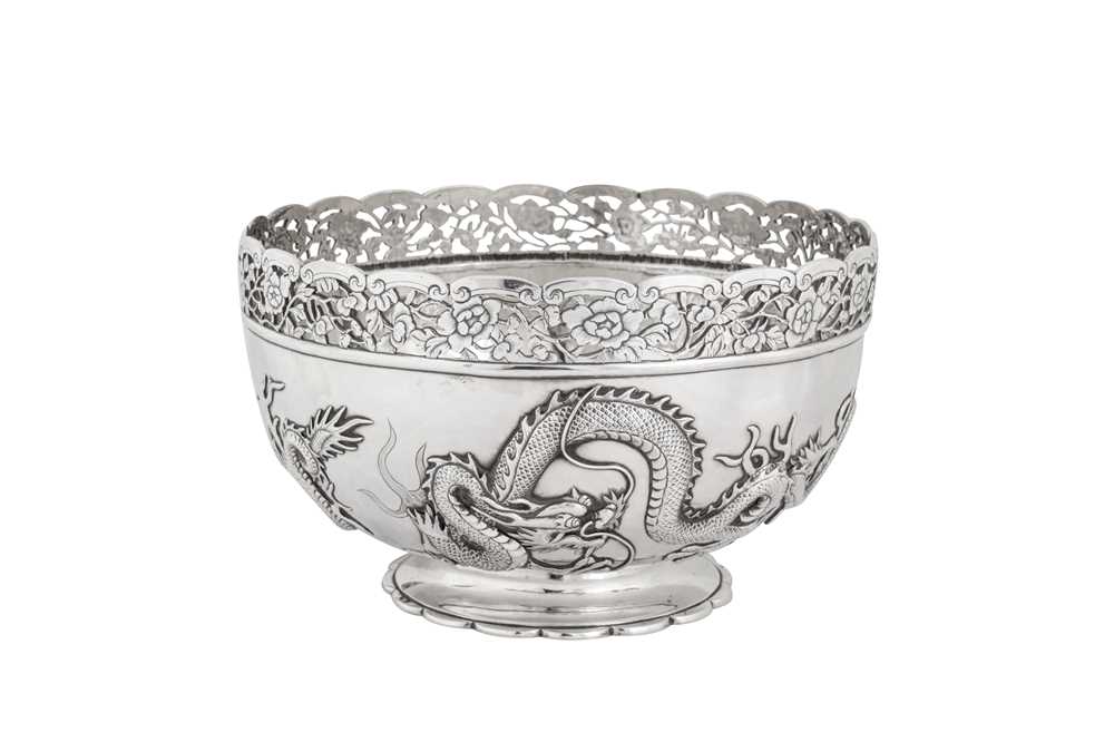 Lot 188 - A late 19th century Chinese Export silver bowl, Shanghai circa 1890 by Kun He retailed by Wang Hing of Canton