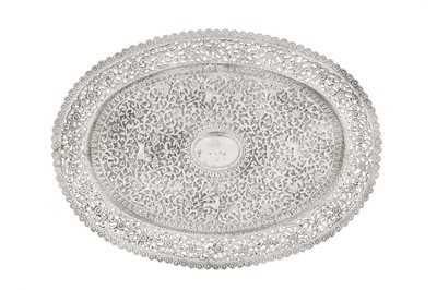 Lot 129 - A late 19th century Anglo – Indian unmarked silver tea tray, Cutch circa 1890