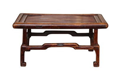 Lot 1417 - A CHINESE JUMU WOOD OFFERING TABLE WITH BAMBOO SLATS, SUZHOU, 19TH CENTURY