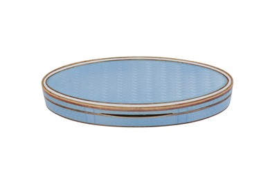 Lot 76 - An early 20th century Norwegian sterling silver gilt and guilloche enamel pill box, Oslo circa 1910 by David Anderson