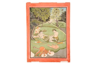 Lot 333 - LAKSHMANA PLUCKING A THORN FROM RAMA'S FOOT