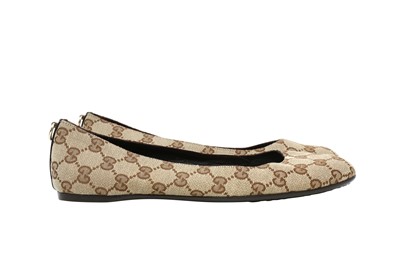 Lot 215 - Gucci Beige GG Monogram Ballet Flat - Size 38