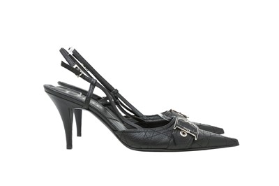 Lot 601 - Dior Black D Buckle Heeled Sling Back - Size 41