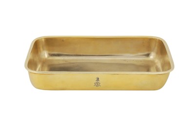 Lot 71 - A Victorian sterling silver gilt dressing table tray or dish, London 1895 by Asprey