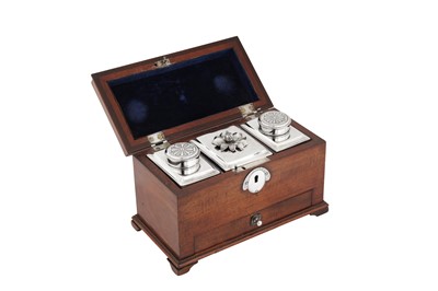 Lot 286 - A cased late 18th century Danish silver tea caddy set, Copenhagen 1777 by Christian Hosøe (1739-1812, active from 1773)