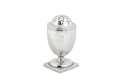 Lot 438 - A rare George III Scottish provincial silver pepper caster, Perth circa 1800 by Robert Keay I (active c.1791-1825)