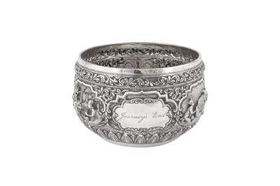 Lot 139 - An early 20th century Burmese silver unmarked silver bowl, Rangoon dated 1935