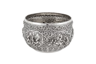 Lot 127 - An early 20th century Burmese silver unmarked silver bowl, Rangoon dated 1935