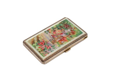 Lot 73 - An early 20th century sterling silver and enamel cigarette case, import marks for London 1927 by F B Reynolds