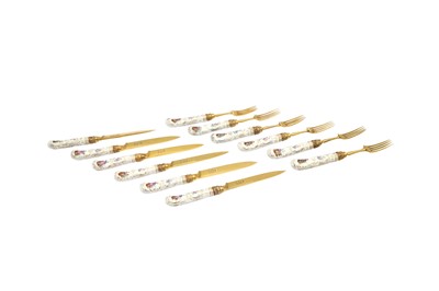 Lot 274 - A set of mid-19th century German unmarked silver gilt fruit eaters, circa 1860