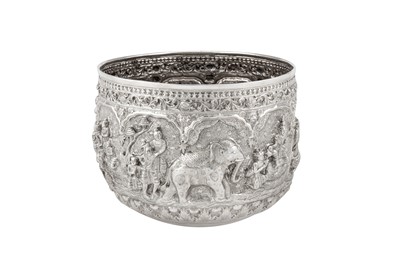 Lot 143 - A late 19th century Burmese unmarked silver bowl, Mandalay circa 1890