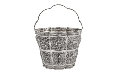 Lot 157 - A mid-20th century Thai silver bucket, Bangkok circa 1950 possibly by Zhu Chang