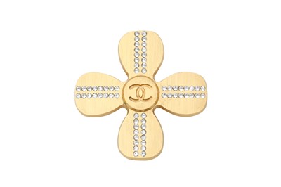 Lot 338 - Chanel Crystal CC Clover Brooch