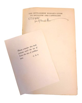 Lot 263 - Shaw. The Intelligent Women’s Guild to Socialism and Capitalism, Inscribed. 1928