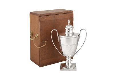 Lot 458 - A cased George III sterling silver twin handled cup and cover, London 1795 by Solomon Hougham