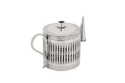 Lot 468 - A George III sterling silver bougie box, London 1794 by Henry Chawner (reg. 11th Nov 1786)