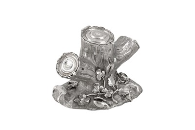 Lot 412 - A William IV sterling silver naturalistic novelty inkstand London 1835 by Joseph Angell I and John Angell I