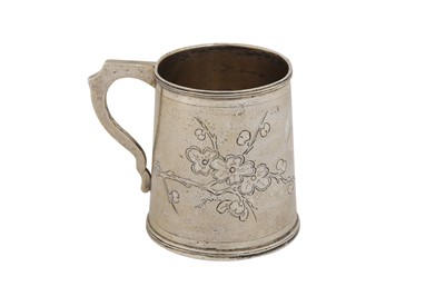 Lot 174 - An early 20th century Chinese Export silver christening mug, Shanghai circa 1930 retailed by Hung Chong
