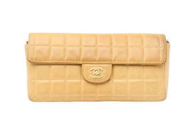 Lot 291 - Chanel Beige Chocolate Bar East West Flap Bag