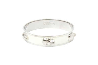Lot 449 - Alexander McQueen White Enamel Skull Bangle