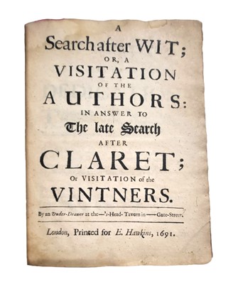 Lot 208 - Sammelband. A collection of pamphlets relating to wine etc. 12 c.17 pamphlets, 1691