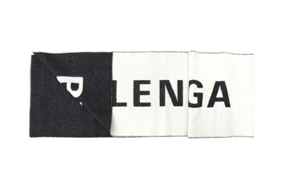 Lot 426 - Balenciaga Black Logo Macro Wool Scarf