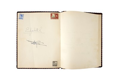 Lot 69 - VISITORS BOOK SIGNED BY QUEEN ELIZABETH II ON A STATE VISIT TO SWEDEN, 1956