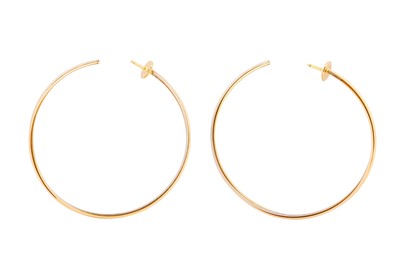 Lot 182 - A PAIR OF 'TRINITY' HOOP EARRINGS BY CARTIER